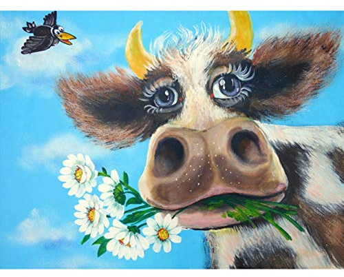 5D-Diamant-Malerei-Set, Weihnachten, Einhorn, kleiner Elefant, Hunde für Kinder, Schmetterlingsblumen, WOWDECOR Vollbohrer, DIY-Diamantkunst, Kreuzstich, Malen nach Zahlen Kuh