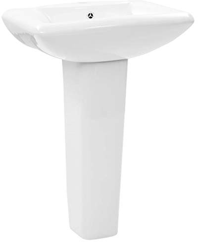 pedkit Lavabo de pie Lavabo con Pedestal en Cerámica Lavabos de Pedestal Blanco 58x47x20 cm