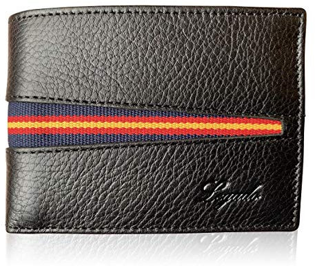 LEGADO Cartera para Hombre con Monedero Negra Cartera con Monedero Hombre Cartera de Piel para Hombre Bandera españa Cartera de Cuero Hombre Negra (SIN Cierre)