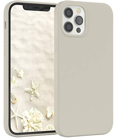EAZY CASE Premium Silikon Handyhülle kompatibel mit iPhone 12/12 Pro, Slimcover mit Kameraschutz und Innenfutter, Silikonhülle, Schutzhülle, Bumper, Handy Case, Hülle, Softcase, Taupe