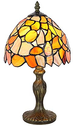 Tokira Tiffany Vintage Tischlampe - E14 Kinderzimmer Deko Glasmalerei Klein, Dellemade Gelbes Ahornblatt für Schlafzimmer/Wohnzimmer [Ohne Glühbirnen]