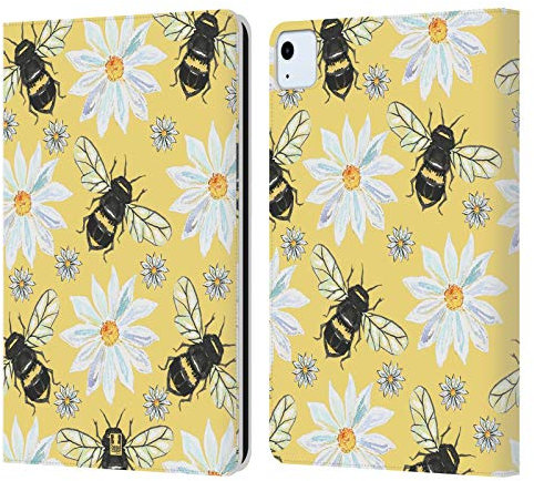 Head Case Designs Abejas Insectos de Acuarela Carcasa de Cuero Tipo Libro Compatible con Apple iPad Air 2020/2022