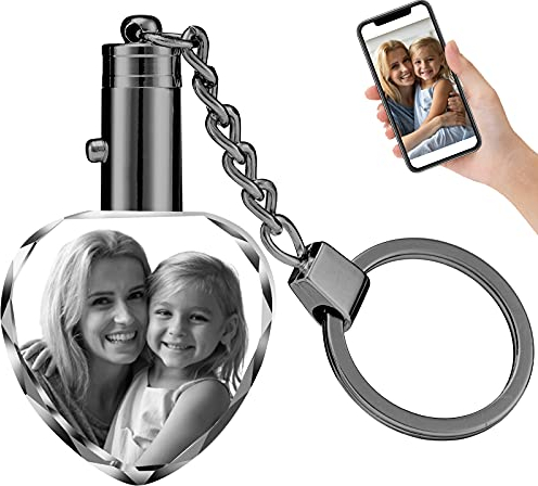 Personalised Crystal Keychain Photo Custom Laser Engraved Crystal Keychain