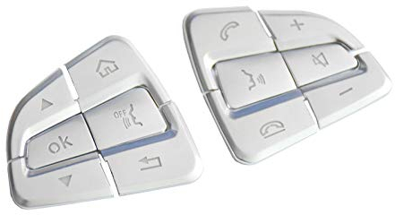 Liseng 12 StüCke Auto Styling Lenk Rad Tasten Abdeckungen Aufkleber für GLC X253 2015 2016 & C W205 2014 2015 Silber ABS