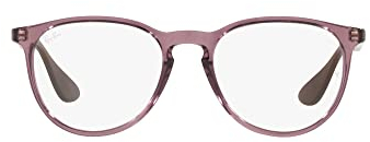 Ray-Ban Womens RX7046 Erika Round Prescription Eyewear Frames, Transparent Violet/Demo Lens, 51 mm