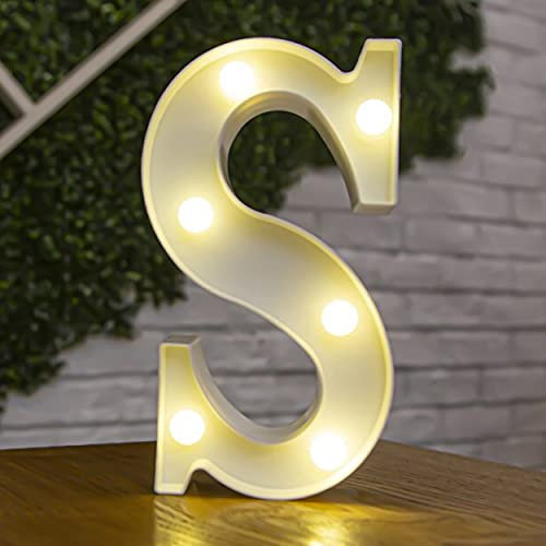 BESCH Letra Luminosas mayúscula Decorativas de Plástico 22cm (S) para decoración del hogar con Luces LED de color Blanco
