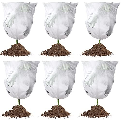 6 Stück Pflanzen Frost Schutzhülle Warm und Frostschutz Decke Winter Kordelzug Pflanze Frost Schutz Abdeckung Garten Vliesstoff Strauch Frost Decke (23,6 x 31,5 Zoll, 31,5 x 39,4 Zoll)