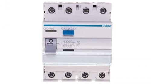 Commutateur de courant résiduel 4P 40A 0.3A type AC CFC440J hager polo 3250611619741