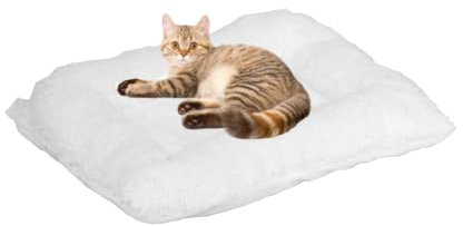 Bonlife White Pet Pad for Indoor,Winter Soft and Comfortable Warming Lambs Wool Cushion Suitable for Small Cat House,Washable Dog Bed Pad,40x32X6cm