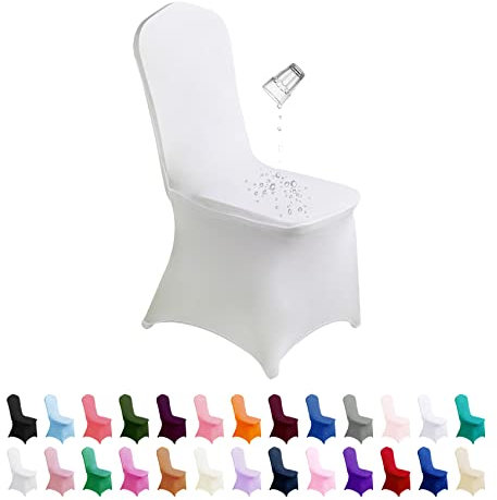 SuperO wasserdichte Stuhlhusse, Spandex, 25 Stück, Esszimmerstuhlbezüge, wasserdichte Stuhlhussen, Stretch-Stuhlhussen für Party, Bankett, Hochzeit, Veranstaltung (weiß)
