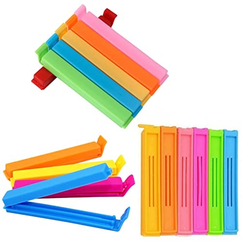 18 Pcs Food Bag Clips, Plastic Sealing Bag Clips in 3 Sizes & 6 Colours Reusable Food Storage Bag Clips Colorful Plastic Bag Sealing Clips.