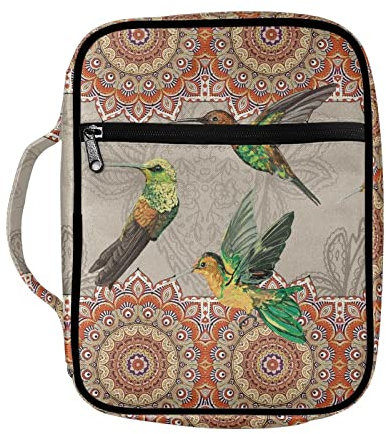 Dajingkj Custodia Bibbia con Chiusura Lampo Grande Personalizzata, Borsa Libro da Donna per Chiesa con Manici, Motivo Uccelli, Taglia Unica