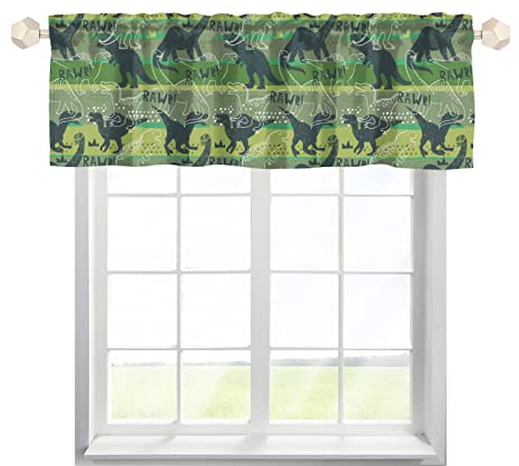 One Lover Dinosaurier Camouflage Scheibengardinen Bistrogardine mit Stangendurchzug Stores Gardinen Schals Vintage Fenstervorhang für Wohnzimmer Schlafzimmer Kinderzimmer Multicolor 137x45cm,1 Stück