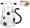 Juego de Jarra de Agua y Vaso, Jarra de Agua de Vaca con Taza de Vidrio Lindo Juego de Jarra de Cabecera con Cuchara de Vidrio de 13cm para Escritorio Baño Dormitorio Cocina (1800ml)