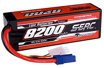 SUNPADOW 3S 11.1V Lipo Battery with EC5 Connector 8200mAh 100C Hard Case Rechargeable for RC Car Vehicles Plane DJI Truck Tank Buggy Racing Models
