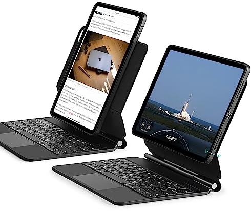 ESR Hülle mit Keyboard, Tastatur für iPad Air 11 Zoll(M3/M2, 2025/2024), Pro 11/Air 6/5/4, Magnetischer Ständer, Federnde Leuchttasten, Multi-Touch-Trackpad, Schwarz