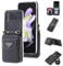 Jeelar ESONG LederHülle für Samsung Galaxy Z Flip 4 Tasche,Reißverschluss Brieftasche Schutzhülle mit Band/Kartenfäche/ständer,Z Flip 4 Wallet Cover Case Stoßfeste Handyhülle für Frau/Damen-Schwarz
