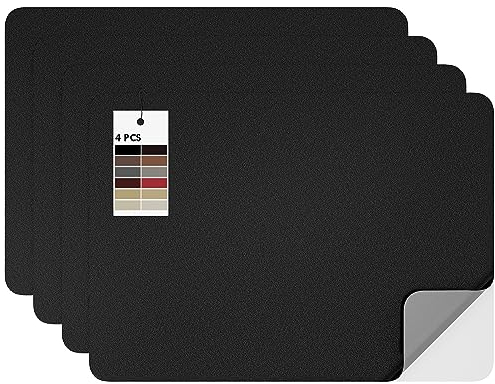MICTER Leder Patch Selbstklebend, 4 Stück Selbstklebendes Kunstleder 20x28cm, Leder Selbstklebend für Möbel, Sofa, Autositze, Taschen, Leder Reparatur und Renovierung (Schwarz)