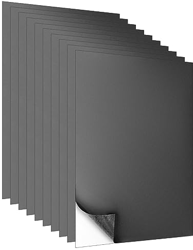 QWORK® 10 piezas de láminas magnéticas en A4, placas magnéticas, autoadhesivas, 0.6 mm de grosor, negras, para manualidades, para imanes de nevera, fotos