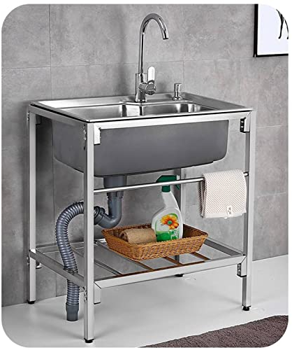 RIFWOVE Spüle Edelstahl, Gartenwaschbecken, Camping Waschbecken, Lässt Sich Schnell Abfließen und Verstopft Nicht So Leicht, Geeignet for Außenküchen, Waschräume und Gärten