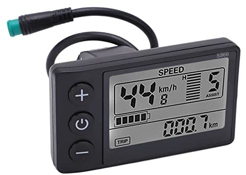 S866 Elektrofahrrad LCD Display, 24 V, 36 V (Standard), 48V Elektroroller Bedienfeld mit Wasserdichtem Stecker, Fahrradcomputer, Fahrrad Tachometer, Kilometerzähler für 22,2 Mm/0,9 Zoll Len