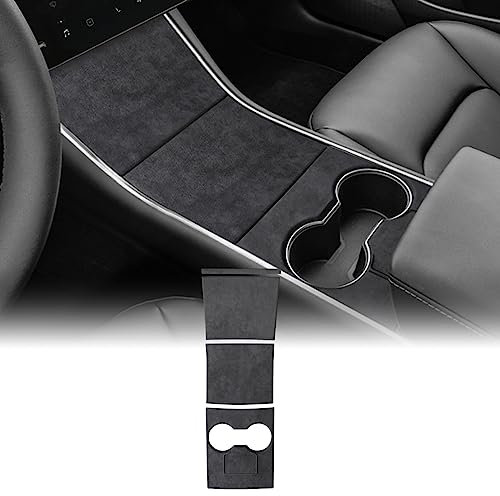 FDAIUN Kit d'habillage de console centrale style alcantarn pour Tesla Model 3 Model Y 2017, 2018, 2019, 2020, accessoires d'intérieur - Noir