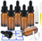 Impoditiongs 6 Stück 20ml Pipettenflasche, Apothekerflasche mit Glaspipette mit Schwarzer Pipettenkappe Inklusive, für Ätherische Öle Parfüm Lösungen DIY-Probenmischungen (Braun, 20ml)