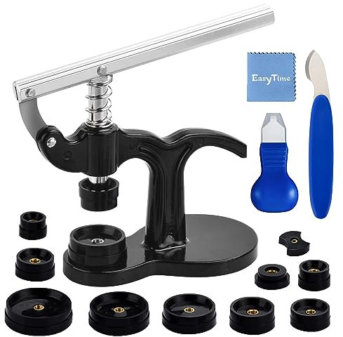 Watch Repair Press Tool Set: EasyTime Watch Repair Kit 16pcs Suitable for Size 18mm to 50mm with Watch Case Open Pry Case Closer for Battery Replacement