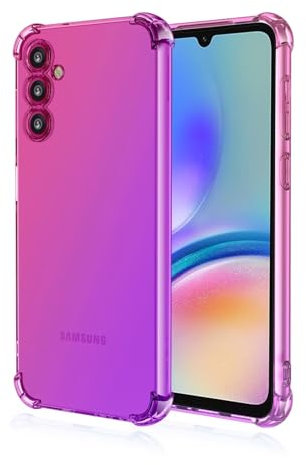 EASSGU Custodia per Samsung Galaxy A15 (4G) / Samsung Galaxy A15 5G (6.5 Inches), Cover Silicone TPU Colore Sfumato Trasparente, Custodia per Telefono Antiurto e Antigraffio - Rosa Viola