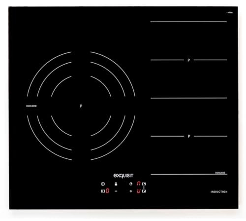 Exquisit® Placa induccion flexible con función booster, vitroceramica con 3 zonas de cocción, temporizador, control táctil, apta para vitrocerámica, fácil de limpiar, con marco de acero inoxidable.