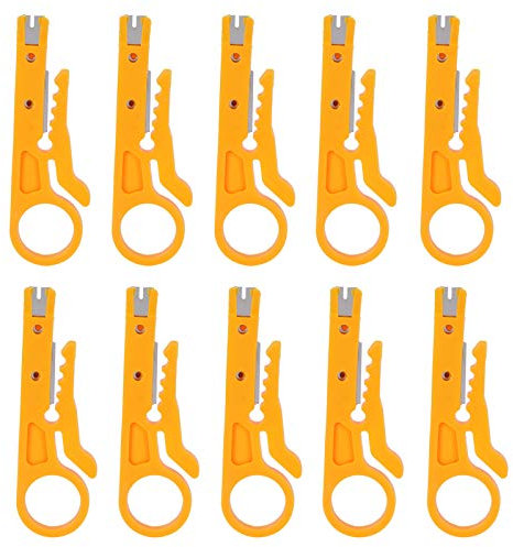 Gavigain Mini Wire Stripper, 10 Pack Network Wire Stripper Punch Down Cutter, Telephone Cable and Computer Utp Cable, Stripping Pliers, Hand Crimper for Network Wire Cable