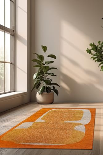BENEFFITO Tapis - Collection Poum Poum Orange Cocktail - Tapis d'intérieur Moderne et Doux - Rectangulaire - 80 x 150 cm