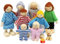 peiyee 8 Stück Puppenhaus Puppen,HöLzerne Puppenhaus Puppen Familie Set Mit Hund,Puppenhau Figuren Holz,Puppenfamilien FüR Kinder Spiel Haus Geschenk Holz