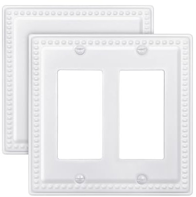 ZILLSEA 2-Pack Double Decorator Wall Plate, for Receptacle, Dimmer Switch, GFCI Outlet, Pure White Wall Outlet Cover, 4.96''*4.88'', Midsize