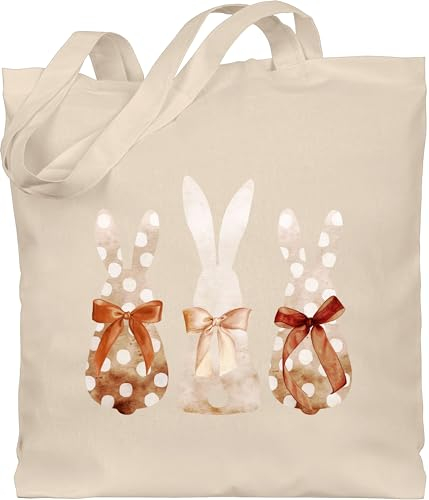 Baumwolltasche - Hase - Taschen - Süße Hasen Trio Häschen Hasenbande Fröhliche Hasengruppe Hasenfamilie Ostern Osterhasen Osterfeier - Unisize - Naturweiß - oster beutel osterhase hasenmotiv