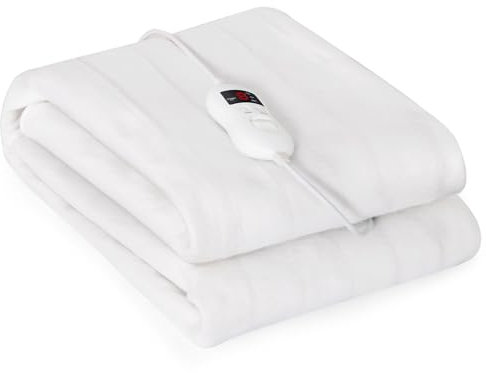 COSTWAY Electric Blanket, Heated Underblanket Bed Warmer with Single/Dual Control, 8 Heat Settings, Timer & Overheat Protection, Machine Washable Fitted Heated Mattress Pad Cover (Single-190x90cm)