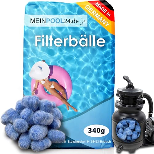 Meinpool24.de Pool Filterbälle Made in Germany super leichtes Material Poolfilter ersetzt 4 x 25 kg Filtersand Quarzsand Poolreiniger (1360, Gramm)