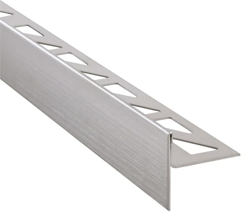 Dalsys Gefällekeil Fliesenschiene 98cm x 12,5mm links Silber Edelstahl | Profil für die begehbare, bodengleiche Dusche, Übergang zu Fliesen oder Feinsteinzeug, rostfrei