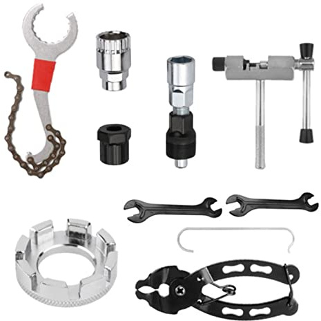 Topyond 9-teiliges Fahrrad-Werkzeug-Set, Fahrrad-Reparatur-Werkzeuge, Kassetten-Entferner, Schraubenschlüssel, Kurbelabzieher, Tretlager-Freilauf-Wartung, Entferner, Verbindungszange, Kettenbrecher