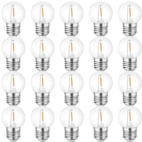 MZYOYO E27 LED Glühbirne,E27 LED 1W Glühbirnen für Lichterkette,E27 G45 LED,Warmweiß 2700K,E27 Led Birne 230V Dekorative Leuchtmittel für Partybeleuchtung Lichterketten,Klar,20er Pack