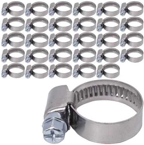SKIR'CO (30 piezas) Abrazaderas de manguera ajustables de acero inoxidable de 12-20 mm, clips de manguera, abrazaderas de tubo W2, abrazadera de tubo