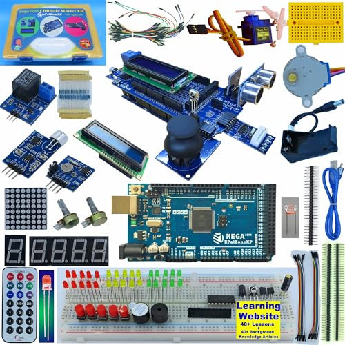 ePalZoneXP Ultimate Mega R3 Starter Kit Mega 2560 Starter Kit Compatible with Arduino IDE, The Most Detailed 40+ Lessons, Plus 40+ Background Knowledge Articles, Detailed Explanation