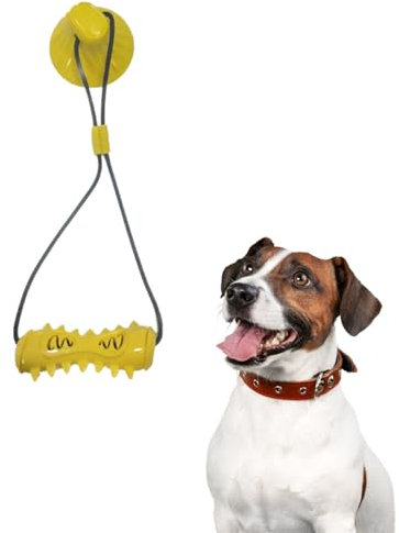 Rangebow Bâton de meulage des dents pour animaux de compagnie avec ventouse pour mâcheurs agressifs Jouet en caoutchouc robuste pour l'ennui et le nettoyage dentaire Jouet interactif pour chien de
