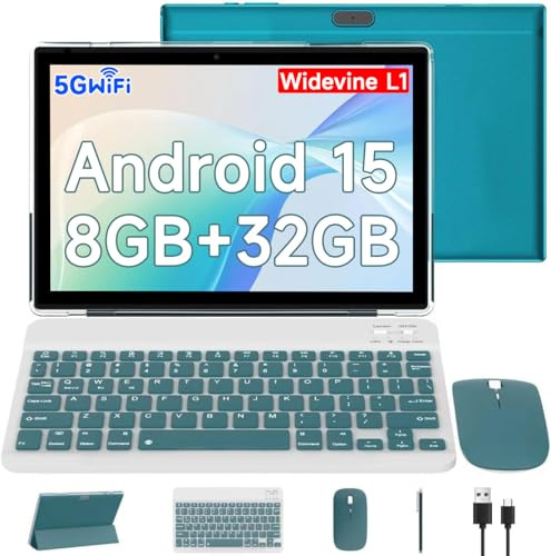 CUPEISI Android 14 Tablet 10 Zoll Tablet, 2024 Upgraded 2 in 1 Tablet mit Tastatur/Maus/Hülle/Stylus, 8GB RAM + 64GB ROM (max. 512GB), 8MP Kamera 6000mAh Akku, 1280 * 800 IPS 10 Zoll HD Tablet PC