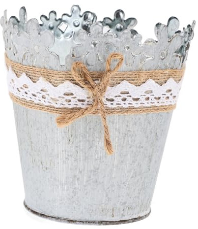 CAXUSD 2 Pz vaso di fiori vasi per piante da fiore zincati secchio di fiori francesi fioriera da esterno fioriere da esterno fioriera in ferro fioriera retrò lamiera di ferro Silver