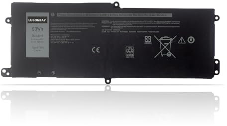 LUSONBAY DT9XG 07PWKV Laptop Battery compatible with Dell Alienware Area-51m R1 R2 ALWA51M-D1968W D1968B D1969PW D1733B D1746W D1735DB D1766W D1748DW D1741DB 0KJYFY P38E001 11.4V 90WH/7895mAh