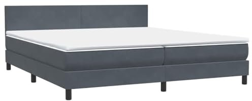 vidaXL Boxspringbett mit Matratze Dunkelgrau 200x220 cm Samt, Bett, Bett mit Stauraum, Möbel Schlafzimmer, Betten, Bett mit Bettkasten