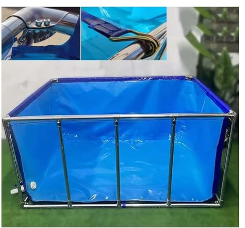 Rygcrud Große Oberirdische Teiche Für Fische, Aquarienbecken Mit Transparentem Fenster, PVC-Leinwandauskleidung Mit Stahlrahmen, Haltetank Für Koi-Zucht, Einfach Einzurichten(200x100x71cm)