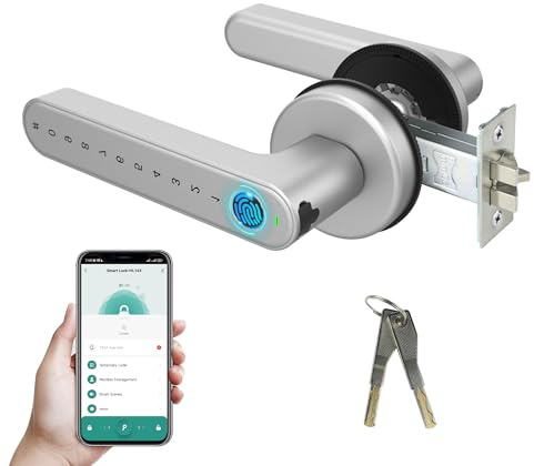 TenixLox Fingerprint Smart Door Lock,Biometric Door knob Handle with Tuya APP, Keyless Entry Door Lock for Home,Bedroom,Hotel,Office