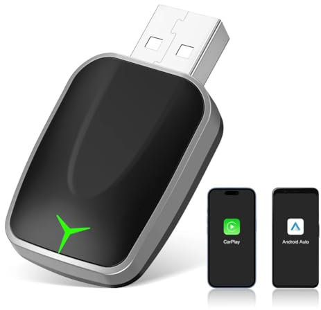 Adaptateur 2-en-1 CarPlay sans Fil et Android Auto - Connexion sans Fil du Smartphone au CarPlay de la Voiture, Compatible avec Les modèles de Voitures post-2016 équipés d'Android Auto d'origine.